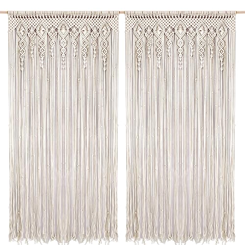 Foreate Boho Macrame Doorway Curtains for Windows, Large Macrame Wall Hanging, Handmade Window Curtain for Living Room Bedroom, Wedding Backdrop Bohemian Home Decor, 2 Panel 79" L x 35" W - Image 1