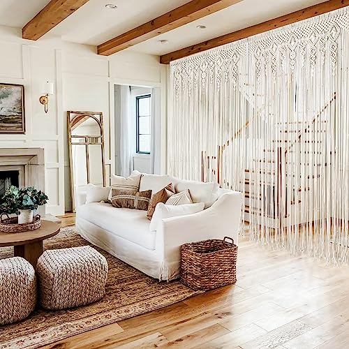 Foreate Boho Macrame Doorway Curtains for Windows, Large Macrame Wall Hanging, Handmade Window Curtain for Living Room Bedroom, Wedding Backdrop Bohemian Home Decor, 2 Panel 79" L x 35" W - Image 2