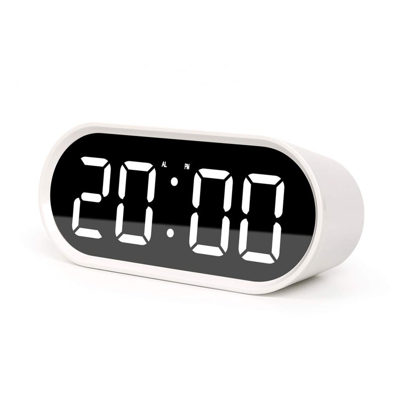 mooas Pop Mirror Digital Alarm Clock LED Desk Clock with Nightlight Snooze Indoor Temperature Battery Operated Small Size Clock for Kids Girls Bedroom Livingroom Office White