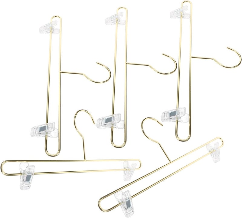 Metal Non-Slip Pants Hangers Clip Adjustable Household Clip Hanger for Jeans and Trousers for Closet Organization 5pcs Gold 28cm - Image 1