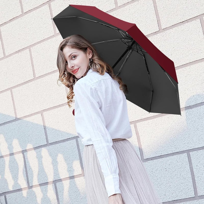 KEEKOS Umbrella, UV Big Size Umbrella for Sun Protection Rain Windproof Strong large 2 fold for men women kids boys girls Perfect small & stylish Windproof & Compact (Black.) - Image 5