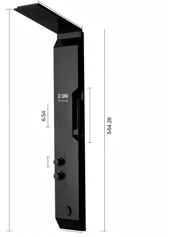 BWE Shower Panel Tower with Rainfall Shower Head Matte Black 304 Stainless Steel Multi Function Morden Shower System with Large Area Body Jet Massage and Handheld Shower, Tub Spout - Image 3