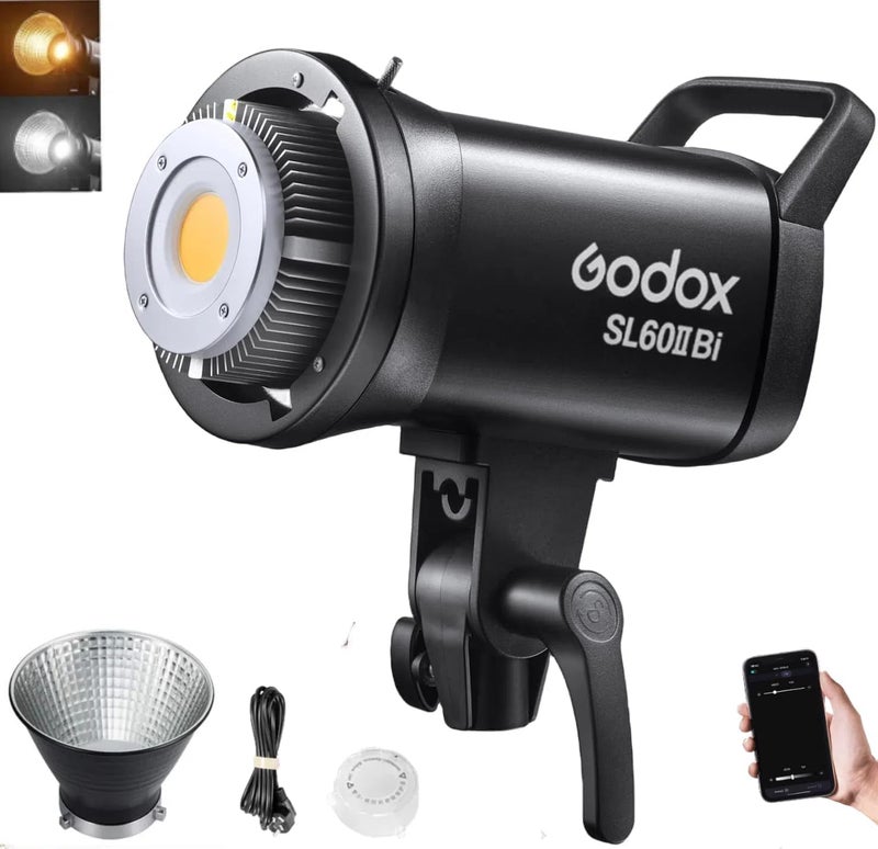 Godox SL60IIBi BiColor LED Video Light 75W 25100Lux1M CRI 96 11 FX Effects APP Control Bowens Mount Photography Continuous Light for PhotographyVideo - Image 2
