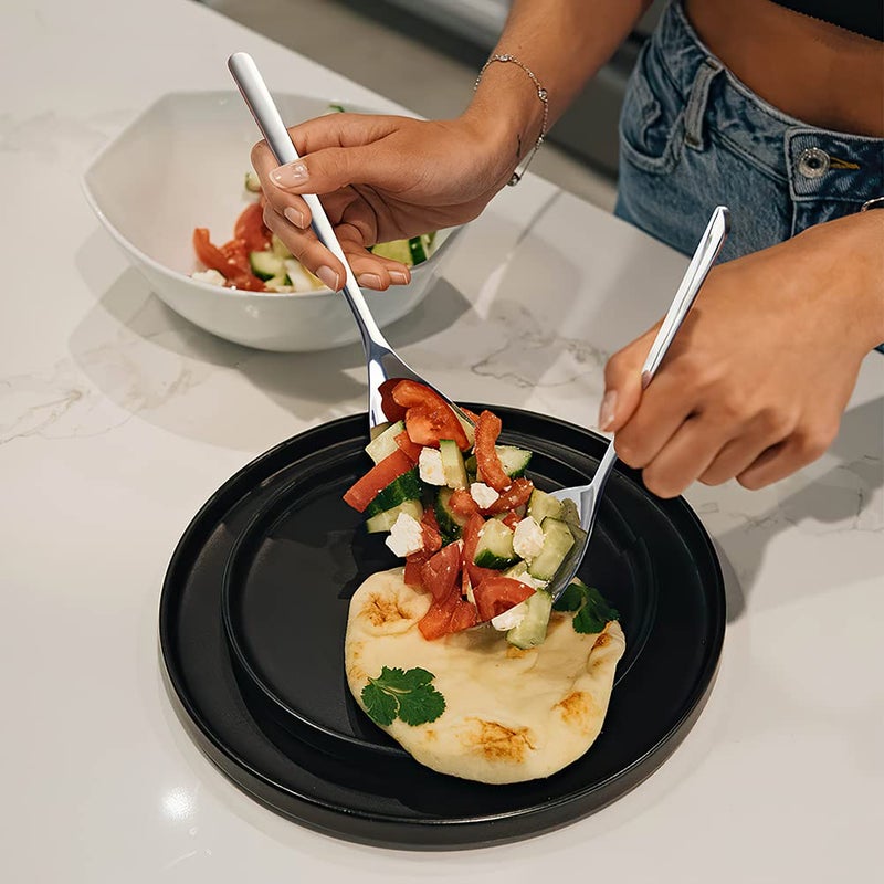Ayfdishs 6-Piece Serving Spoons Set Stainless Steel Serving Tablespoons Serving Spoons X 3  Slotted Spoons X 3 9.4 Inches Large Serving Spoon For Buffet Parties Flatware Serving Sets - Image 3