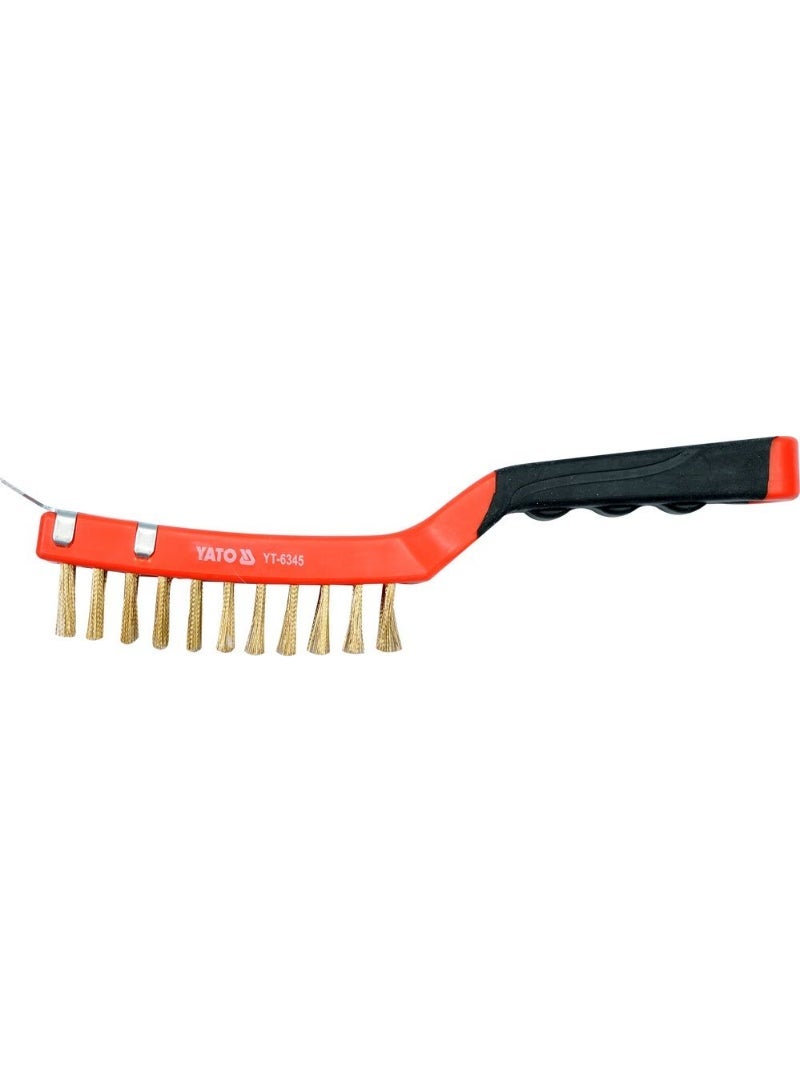 YATO Wire Brush Brass With Plastic Handle 4X11 Rows 290mm With Scraper YT-6345
