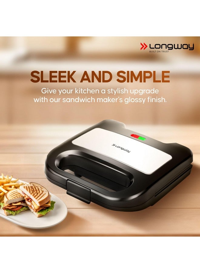 LONGWAY Longway Grilly Pro 850 W Grill Sandwich Maker & Toaster | Non-stick Coating Cast Aluminum Plates | Grills Sandwiches, Bread & Kebabs | 1 Year Warranty (Metallic Silver)  - Image 5