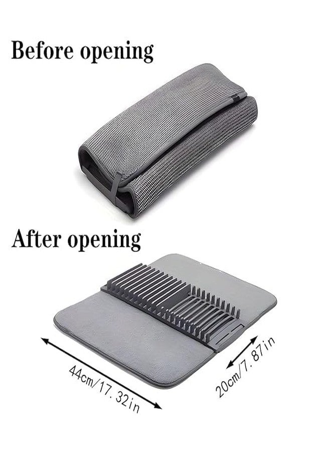 BIRZAR Dish Drying Station - Microfiber Mat & Space Saving Rack, Easy to Clean and Maintain, Dish Drainer Rack Folds Up Mat for Easy Storage (1Pcs) - Image 3