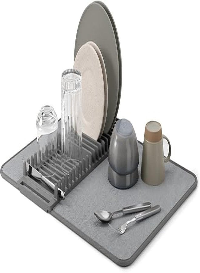 BIRZAR Dish Drying Station - Microfiber Mat & Space Saving Rack, Easy to Clean and Maintain, Dish Drainer Rack Folds Up Mat for Easy Storage (1Pcs) - Image 1