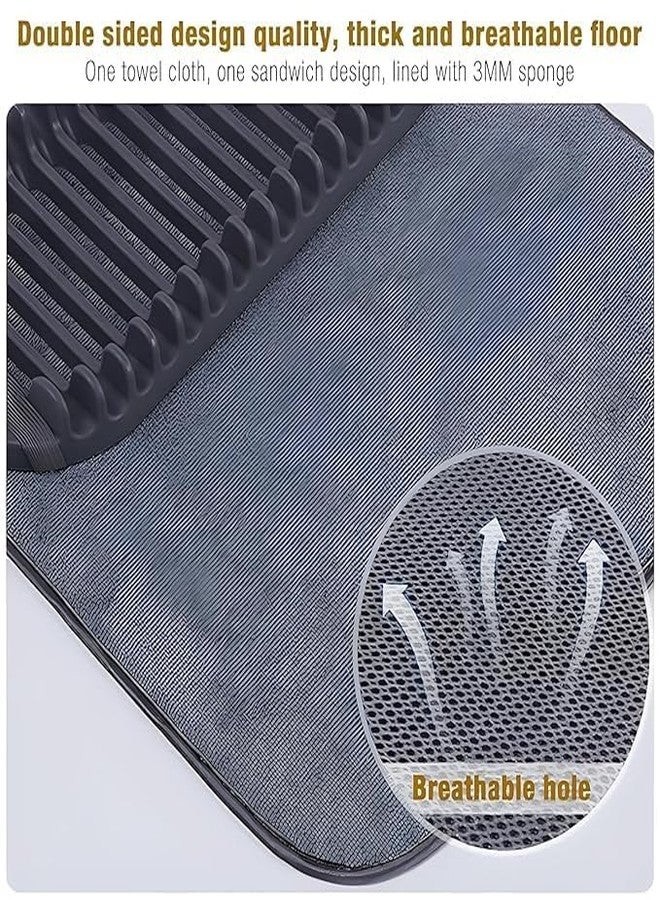BIRZAR Dish Drying Station - Microfiber Mat & Space Saving Rack, Easy to Clean and Maintain, Dish Drainer Rack Folds Up Mat for Easy Storage (1Pcs) - Image 5
