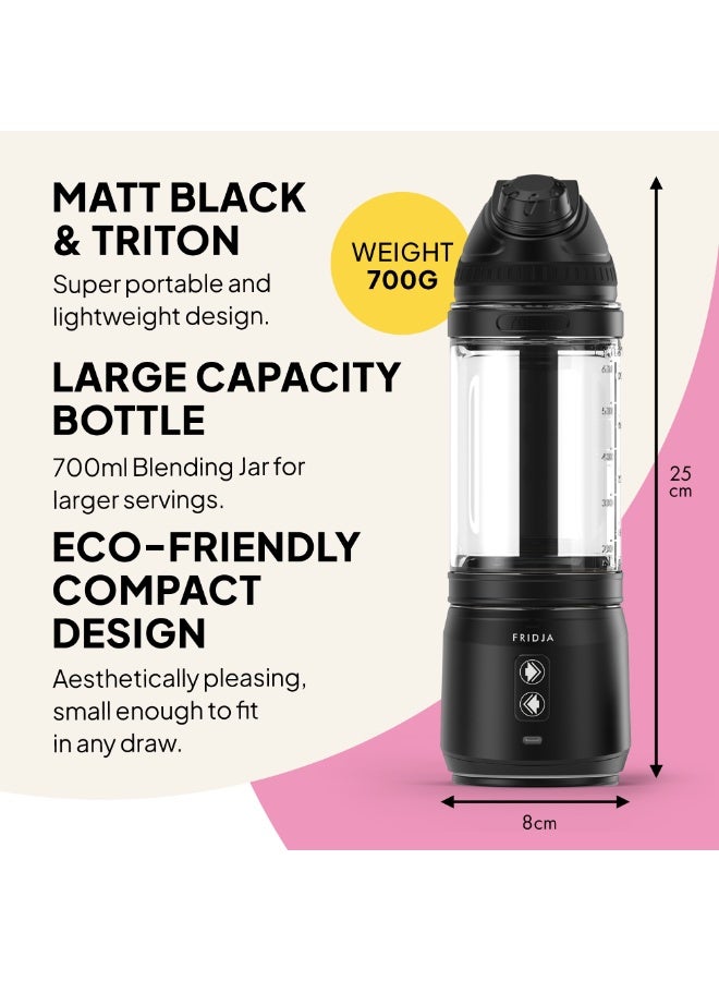 Fridja F500 Portable Blender, Powerful 240W Motor, USB-C Rechargeable, Leakproof & Compact Design, Perfect for Smoothies, Protein Shakes, Travel & Gym, BPA-Free Bottle, 6 Leaf Serrated Blades, 700ml - Image 4