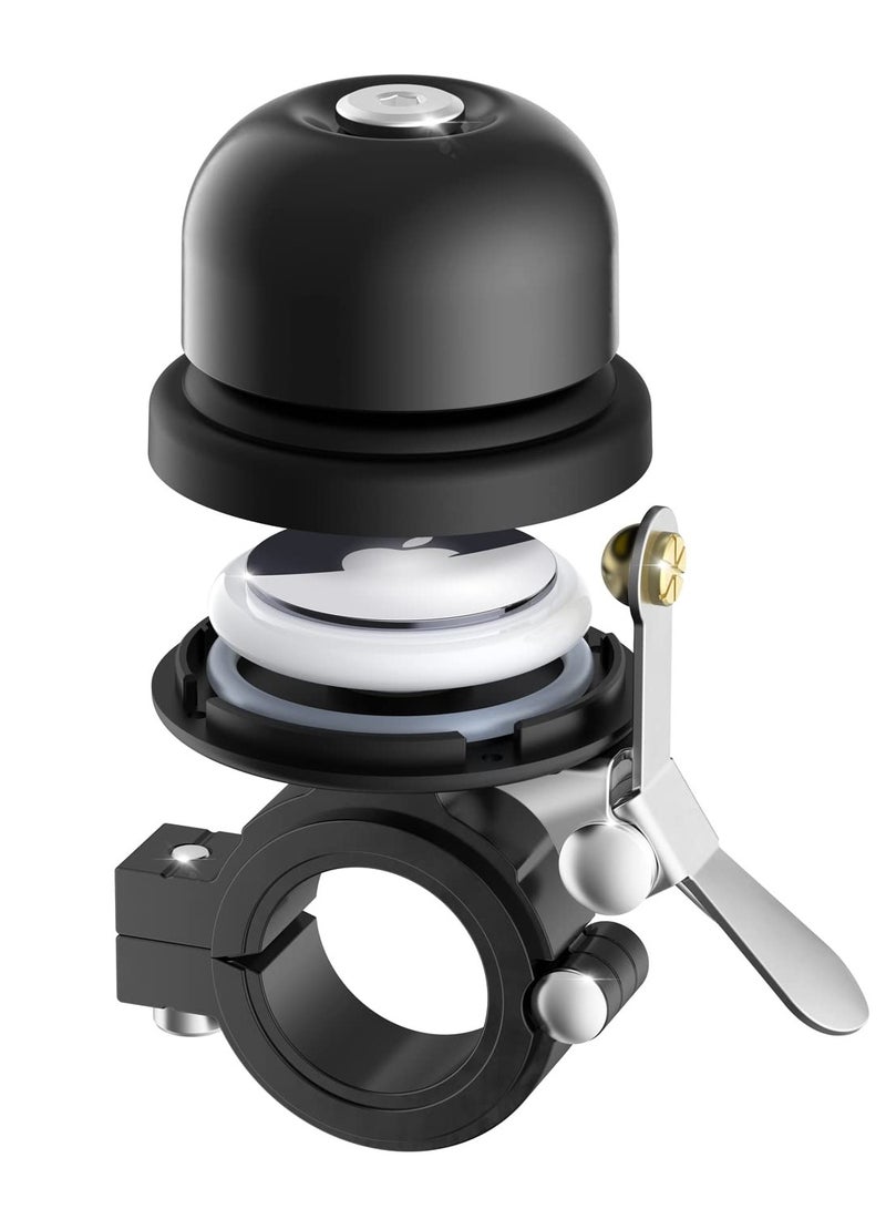 Generic Waterproof Bicycle Bell with AirTag Holder, Classic Brass Design for Anti-Theft Protection, Fits 0.87 to 1 Inch Handlebars, Black  - Image 1