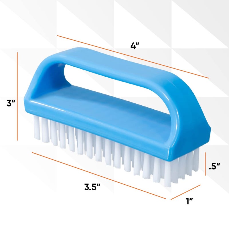 Superio Nail Scrubber Brush Nail Brush for Cleaning Fingernails Hand, and Toes, Small Scrub Brush Hand Scrubber Fingernail Brush Cleaner with Handle- Stiff Bristles, (3 Pack) - Image 2