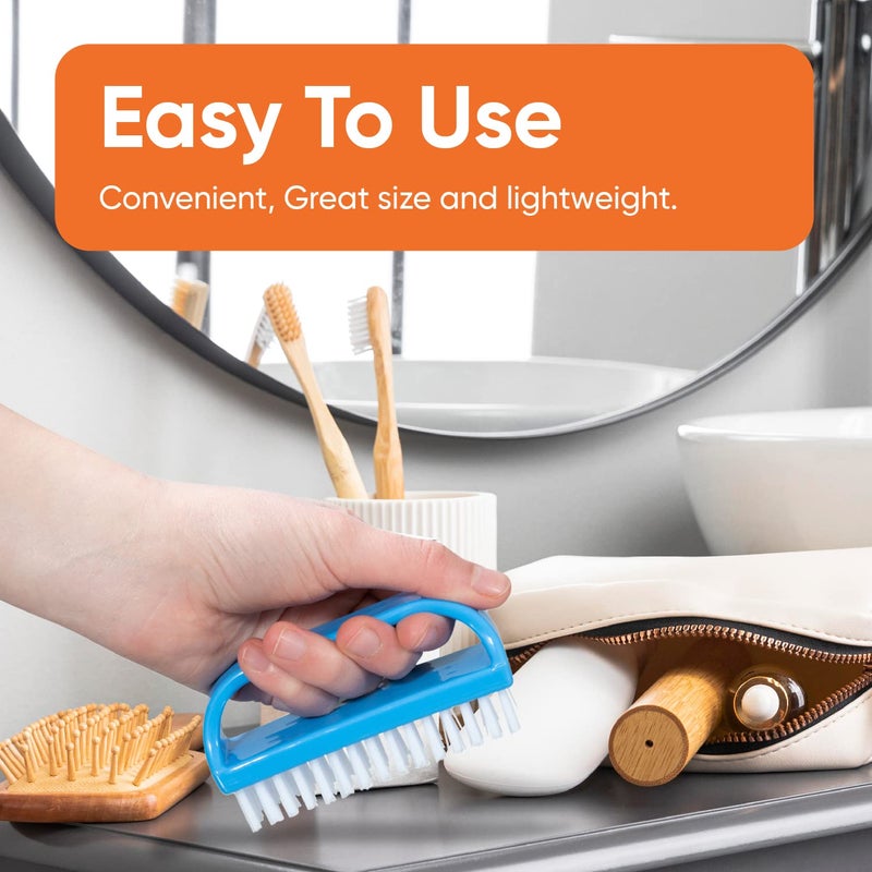 Superio Nail Scrubber Brush Nail Brush for Cleaning Fingernails Hand, and Toes, Small Scrub Brush Hand Scrubber Fingernail Brush Cleaner with Handle- Stiff Bristles, (3 Pack) - Image 4