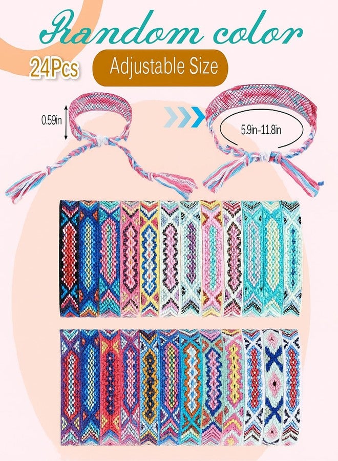 Henoyso 24 Pcs Woven Friendship Bracelets Bulk Adjustable Braided String Nepal Bracelets String with a Sliding Knot Closure Gift for Kids Teen Girls Women Birthday Party Favor(Cute Style) - Image 2