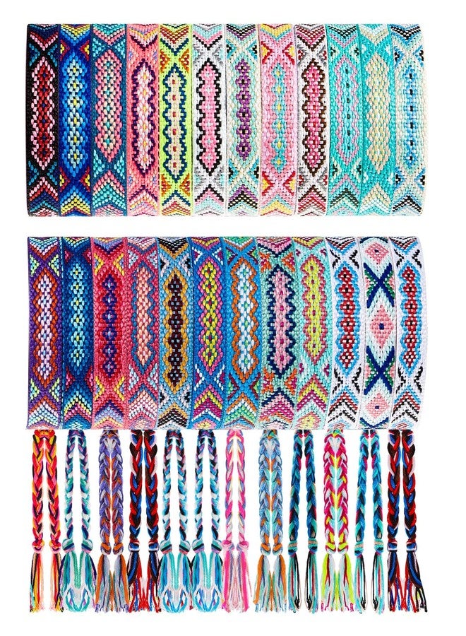 Henoyso 24 Pcs Woven Friendship Bracelets Bulk Adjustable Braided String Nepal Bracelets String with a Sliding Knot Closure Gift for Kids Teen Girls Women Birthday Party Favor(Cute Style) - Image 1