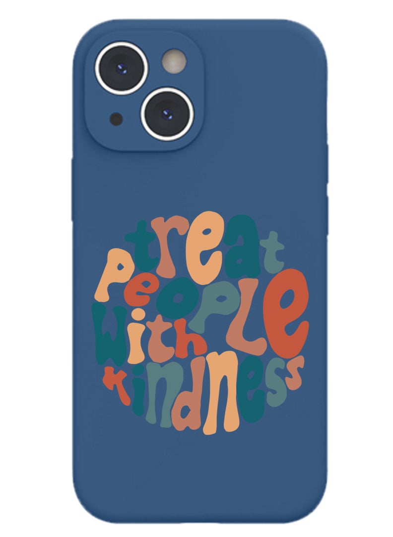 Theodor Protective Slim Fit Case Liquid Silicone Cover with Full Body Protection Anti-Scratch Shockproof Case For iPhone 15 Blue  - Travel is my Therapy - Image 1