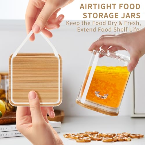 Unbreakable Glass Jars with Airtight Bamboo Lids and Spoons, 2PCS 1150ml/39oz Overnight Oats Containers with Lids, Glass Food Storage Containers for Coffee Beans, Flour, Sugar, Cookie, Pasta, Tea Leaf - Image 3