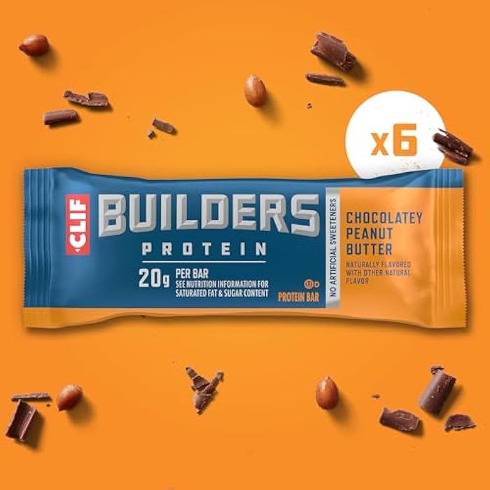 Clif Bar CLIF BUILDERS Protein Bars - Chocolate Peanut Butter Flavor - 20g Plant Based Protein - Gluten Free - Non-GMO - Low Glycemic - No Artificial Sweeteners - 2.4 oz. (6 Pack) - Image 3