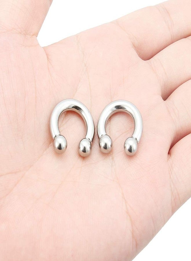 Ftovosyo 2Pcs PA Ring Horseshoe Circular Barbell 316L Surgical Steel Internally Threaded 00G 0G 2G 4G 6G 8G Pierced Body Jewelry for Women 12mm 16mm 19mm, Metal - Image 3