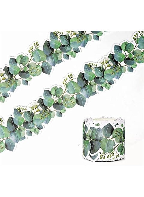 49ft Eucalyptus DieCut Border Trim Bulletin Board Classroom Border Trim Eucalyptus Themed Border Sticker for Photo Wall Bulletin Boards Desks Display Home and School Decorations Green