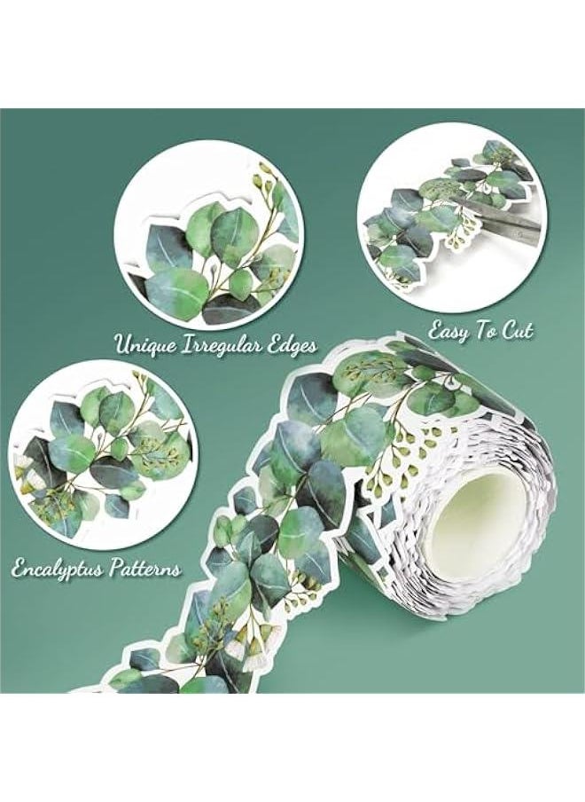 MOXO 49ft Eucalyptus DieCut Border Trim Bulletin Board Classroom Border Trim Eucalyptus Themed Border Sticker for Photo Wall Bulletin Boards Desks Display Home and School Decorations Green  - Image 2