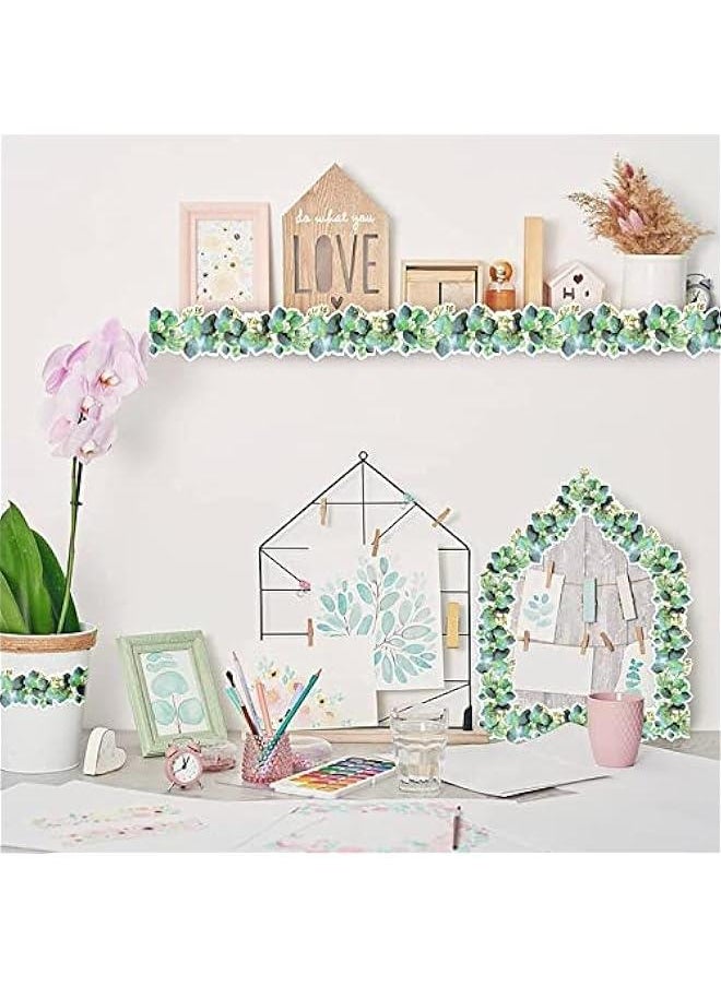 MOXO 49ft Eucalyptus DieCut Border Trim Bulletin Board Classroom Border Trim Eucalyptus Themed Border Sticker for Photo Wall Bulletin Boards Desks Display Home and School Decorations Green  - Image 5
