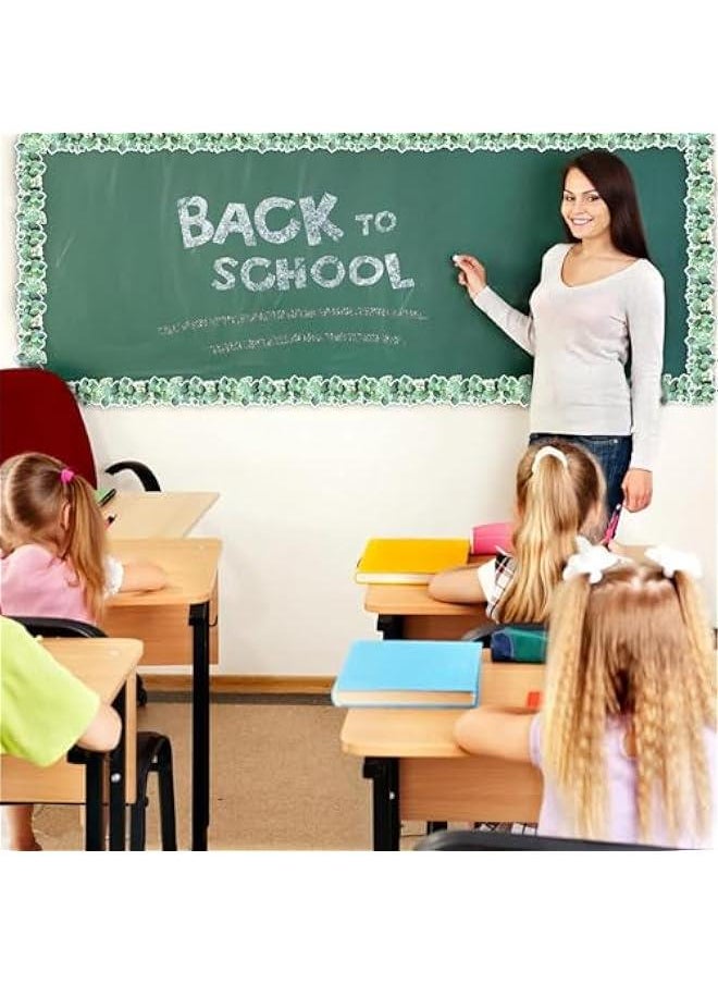 MOXO 49ft Eucalyptus DieCut Border Trim Bulletin Board Classroom Border Trim Eucalyptus Themed Border Sticker for Photo Wall Bulletin Boards Desks Display Home and School Decorations Green  - Image 3
