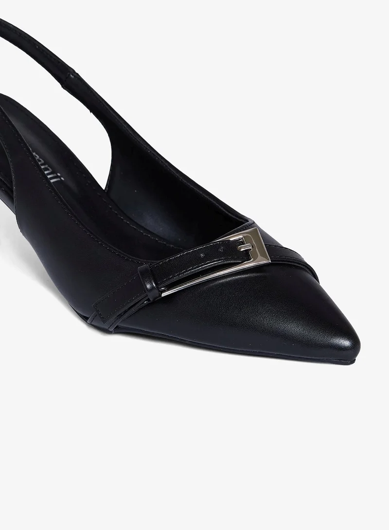 Geoomnii BLACK Geoomnii Mid Heel Mules for Women – Stylish Backless Slip-On Heels for Office, Party & Everyday Wear for Women | Best Price UAE