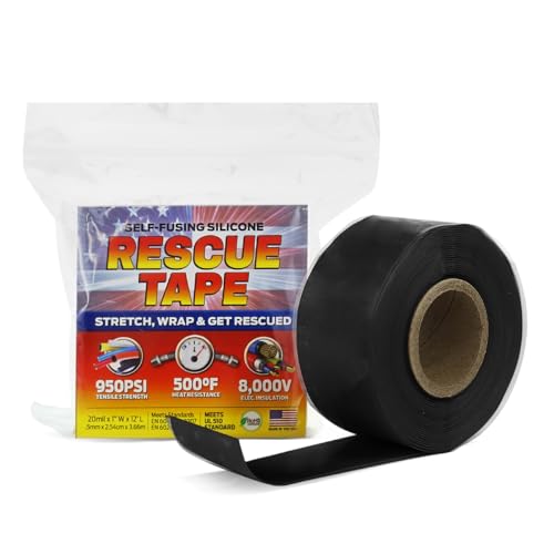 Bond It Rescue Tape, Self-Fusing Silicone for Emergency Plumbing, Pipe & Hose Repair, Electrical Insulation, Waterproof, 950PSI, Made in USA, 1" x 12', Black - Image 1