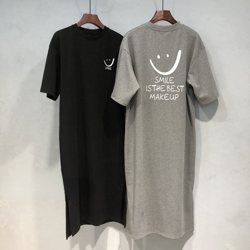 Summer Casual College Style Printed Tee Dress Women Black - Image 5