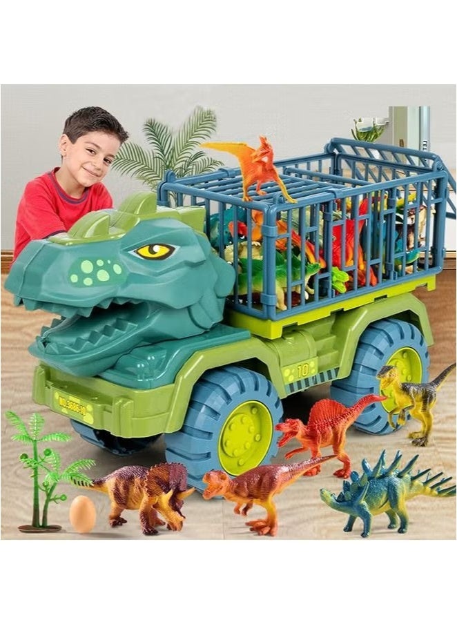 Dinosaur Truck Toys With 15 Dinosaur Toys Playset Figures,Toy Trucks for Boys,Large Dinosaur Carrier Truck - Image 1