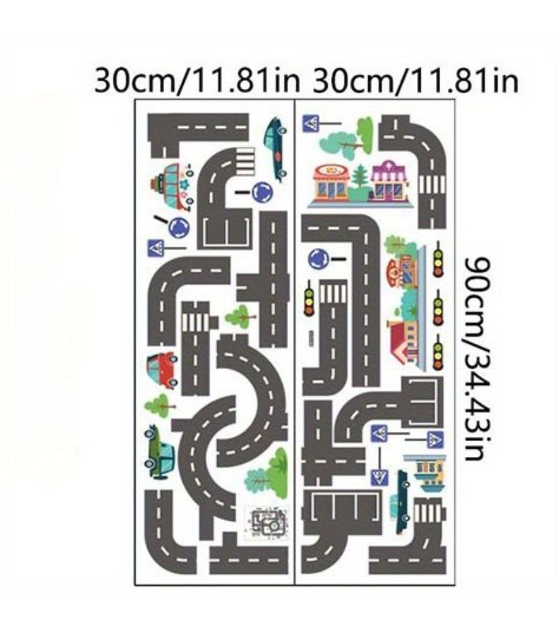 Black Car Track Sticker Set 2pcs Bedroom Wall Art Decorative Wallpaper - Image 3