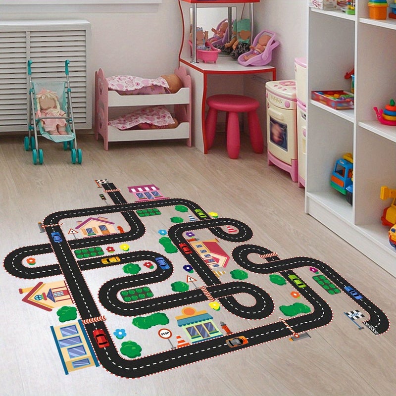 Black Car Track Sticker Set 2pcs Bedroom Wall Art Decorative Wallpaper - Image 1