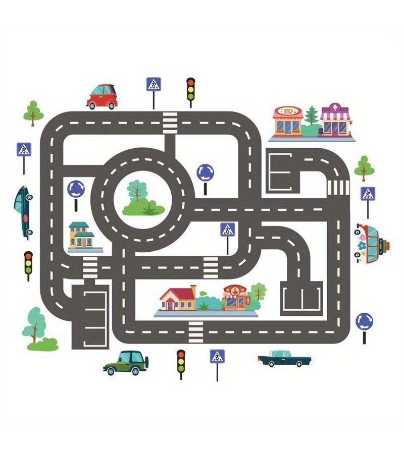 Black Car Track Sticker Set 2pcs Bedroom Wall Art Decorative Wallpaper - Image 4