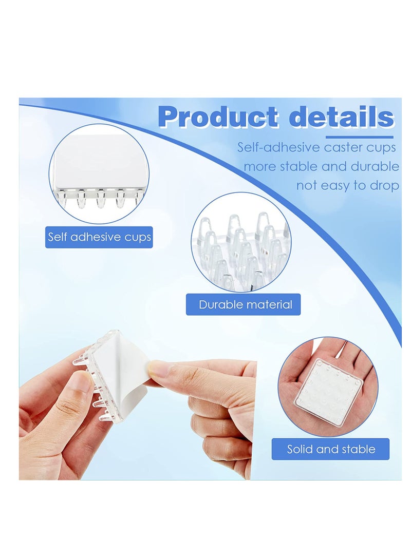 SYOSI 12 Pack Self Stick Furniture Carpet Protectors, Square Carpet Protector,  Spiked Caster Cups Furniture Leg Carpet Protectors for Sofas Tables Chairs Offices Bookcases Other Furniture  - Image 2