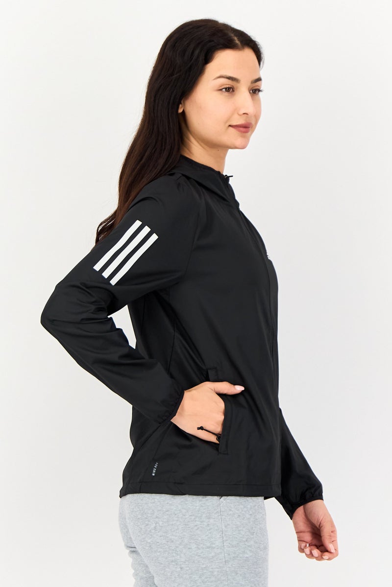 Adidas Women Sportswear Fit Long Sleeve Running  Windbreaker Jacket, Black - Image 4