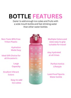 Exotic Sports Water Bottles Set of 3, 2000ml+750ml+350ml BPA Free Motivational Sports Water Bottle with Time Capacity Marker Large Gym Cycling Water Bottle Cup Jug for Kids School Fitness  - Image 3