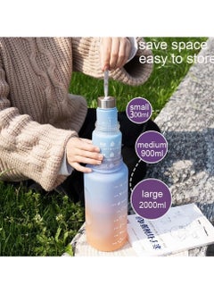 Exotic Sports Water Bottles Set of 3, 2000ml+750ml+350ml BPA Free Motivational Sports Water Bottle with Time Capacity Marker Large Gym Cycling Water Bottle Cup Jug for Kids School Fitness  - Image 5