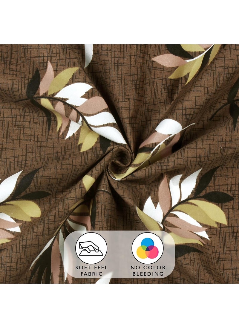 Story@Home Story@Home Bedsheet for Double Bed with 2 Pillow Covers| Microfiber bedsheet | Soft & Light-Weight Double bedsheet Set of 1 | 225x250cm | 180TC | Brown | Leafs | Ideal for Double Size bedsheet  - Image 5