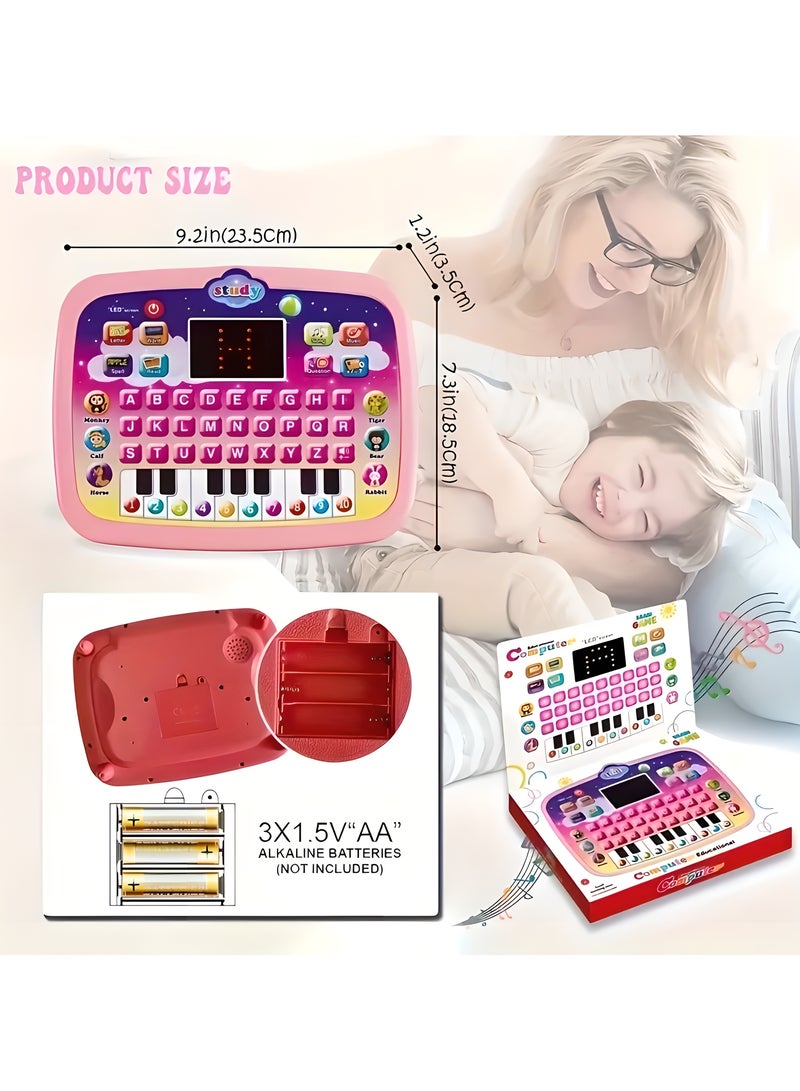 vtech Children Learning English Tablet Portable Kids Computer Children Early Educational Learning Toy preschool Gift 7-inch (Pink) - Image 4