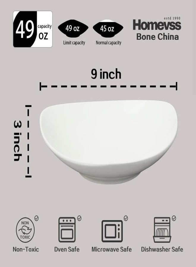 HomeVss, Bone China Elegance White Triangle Serving Bowl 9inch x 9inch, 49oz, Set of 2 Pieces - Image 2