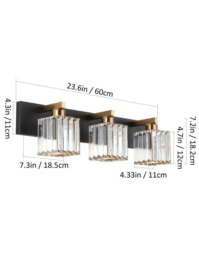 Aipsun Crystal Vanity Light Bathroom Lighting Fixtures 3 Light Modern Vanity Lighting Fixtures (Exclude Bulb) - Image 4