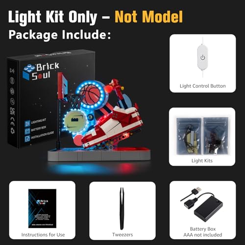 BrickSoul Light Up Kit Compatible with Lego Nike Dunk Trickshot 43021 Building Set Upgrade Wired Dimmable Lighting Accessories for Nike Dunk Fans Gift for Lego Fans Not Included 43021 Model - Image 5