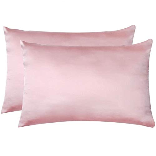 Jocoku Jocoku 100 Mulberry Silk Pillowcases Set of 2 for Hair and Skin and Super Soft and Breathable Standard Size Nature Silk Pillowcases Standard Pink 
