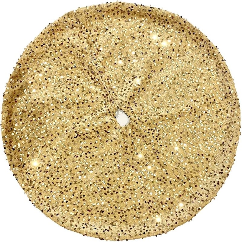 غطاء قاعدة شجرة الكريسماس الدائري تنورة زينة براقة من الترتر Sn2426a اللون - Image 1