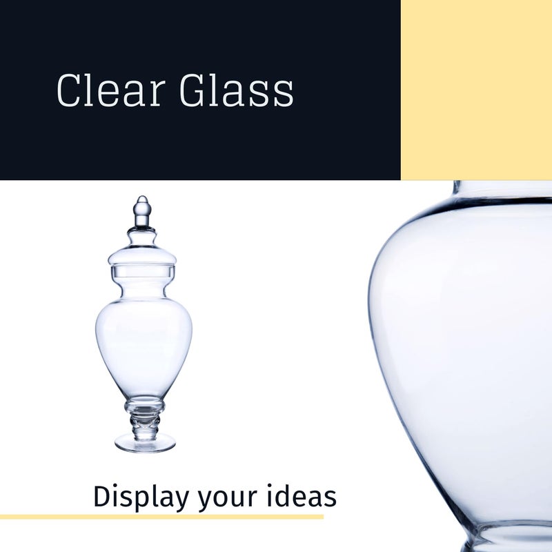 Diamond Star Large Clear Glass Apothecary Jars, Gourd Shape Candy Buffet Display, Elegant Storage Jar, Decorative Wedding Candy Organizer Canisters (Height: 15" Body: 6.7") - Image 3