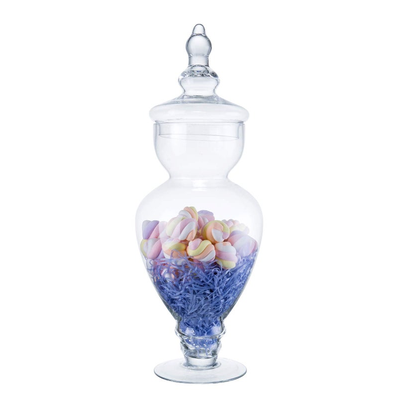 Diamond Star Large Clear Glass Apothecary Jars, Gourd Shape Candy Buffet Display, Elegant Storage Jar, Decorative Wedding Candy Organizer Canisters (Height: 15" Body: 6.7") - Image 1