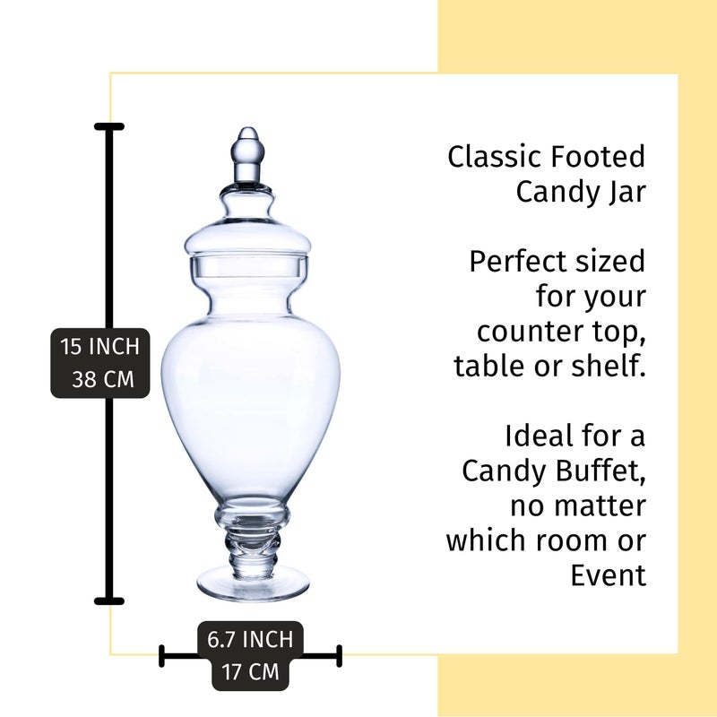 Diamond Star Large Clear Glass Apothecary Jars, Gourd Shape Candy Buffet Display, Elegant Storage Jar, Decorative Wedding Candy Organizer Canisters (Height: 15" Body: 6.7") - Image 2