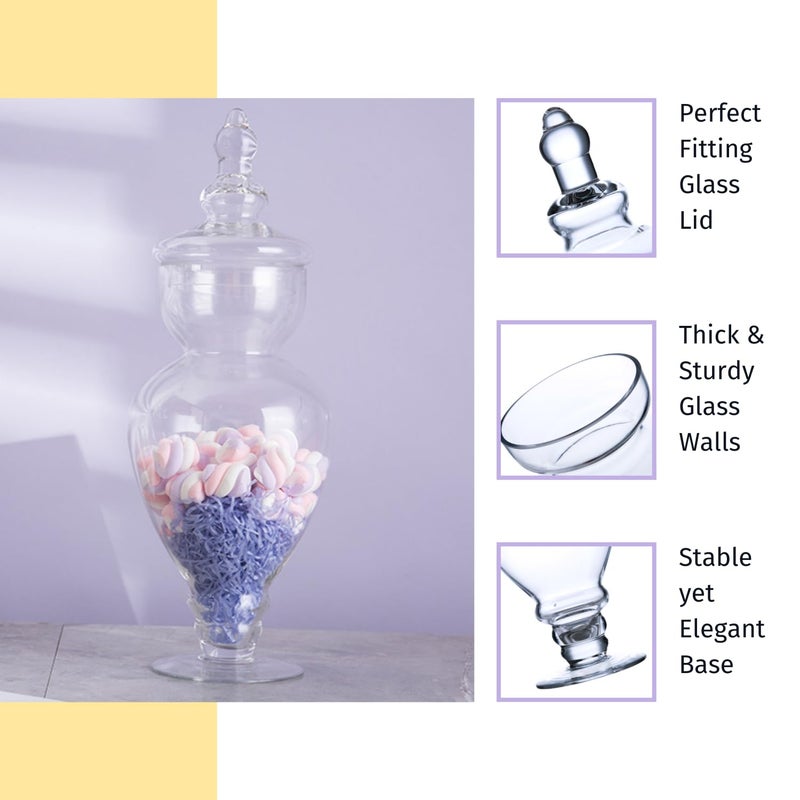 Diamond Star Large Clear Glass Apothecary Jars, Gourd Shape Candy Buffet Display, Elegant Storage Jar, Decorative Wedding Candy Organizer Canisters (Height: 15" Body: 6.7") - Image 5