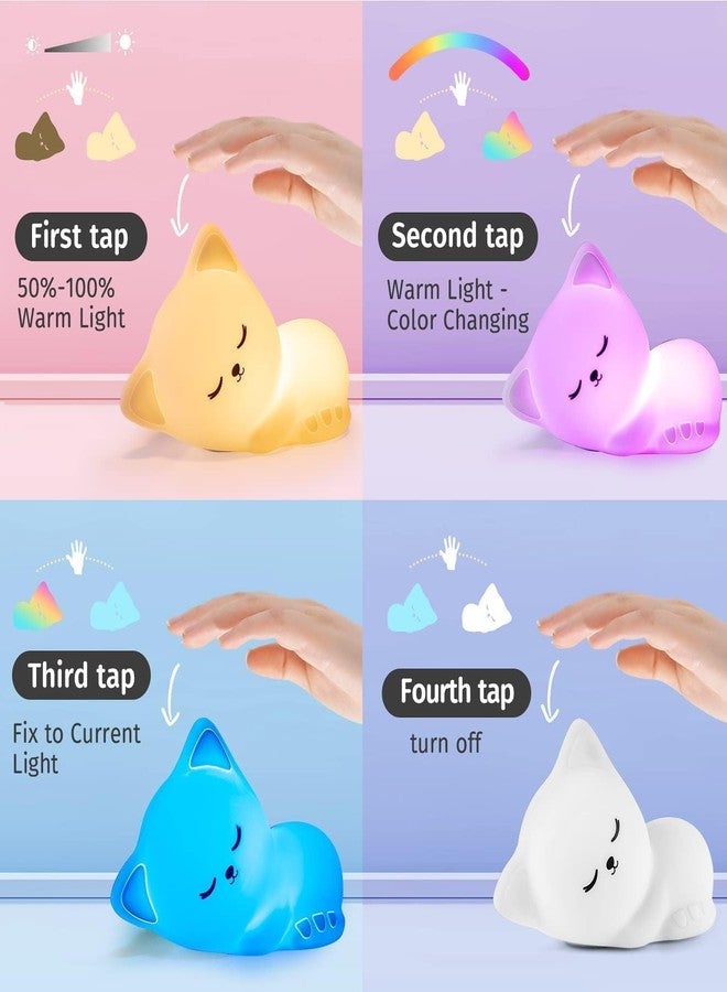 GITGRNTH Cat Night Light for Kids, Soft Silicone Touch Lamp, Rechargeable LED Nursery Night Light, Cute Kitten Night Lamp for Baby Bedroom, Color Changing Night Lights for Girls Boys, Gift - Image 3